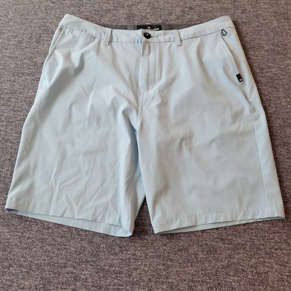 Quiksilver Amphibian Shorts Men's 34 Blue Chino Stretch Quick Dry Inseam 9"